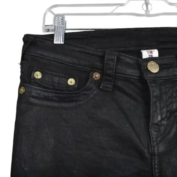 True Religion Halle Coated Black Jeans Mid Rise Skinny size 29 - Picture 4 of 11